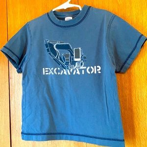 Gymboree EXCAVATOR blue boy’s size 5 cotton graphic heavy duty t-shirt VGUC